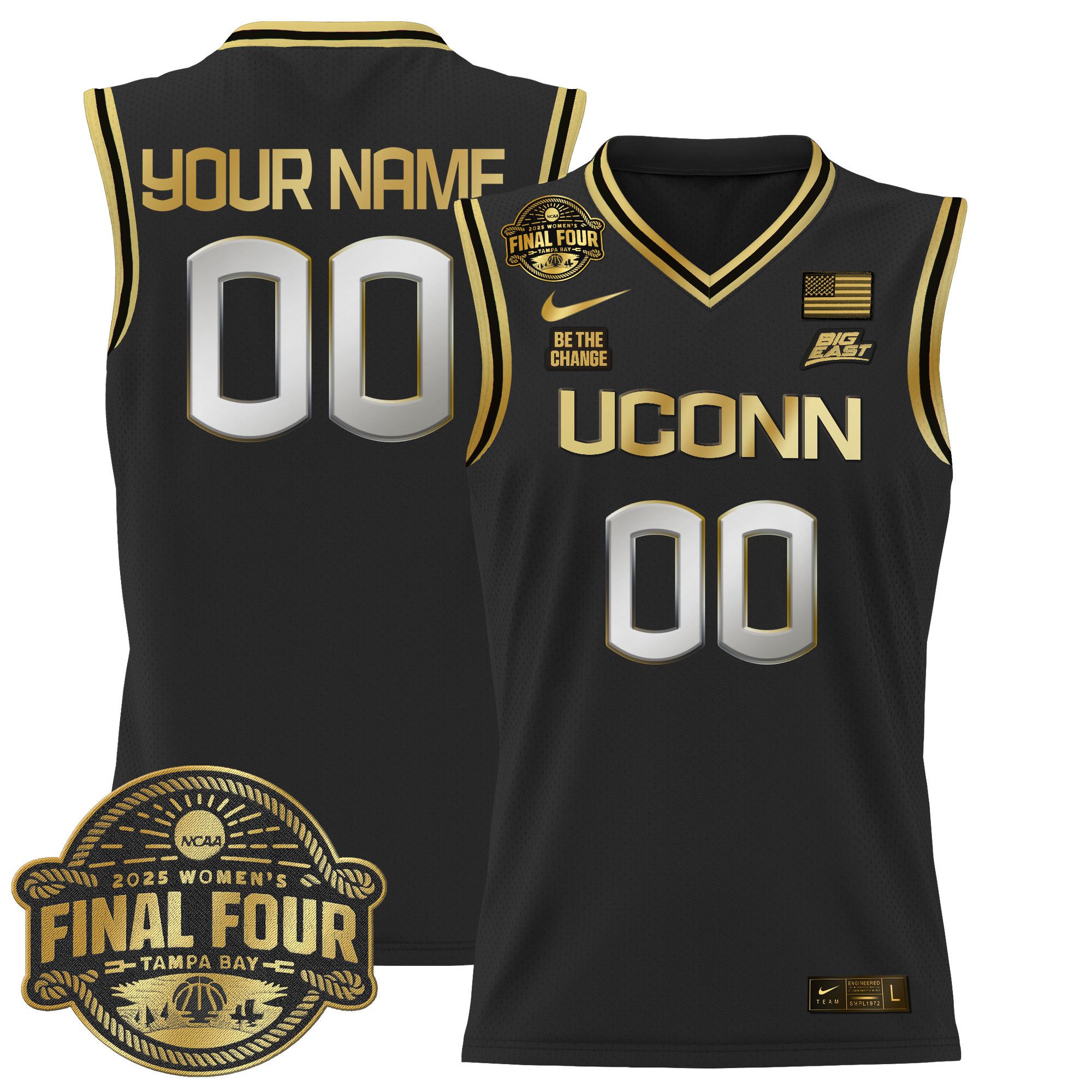Men UConn Huskies Black Nike 2025 Big Eat Final Four Patch Lightweight Basketball Custom NCAA Jersey->customized ncaa jersey->Custom Jersey